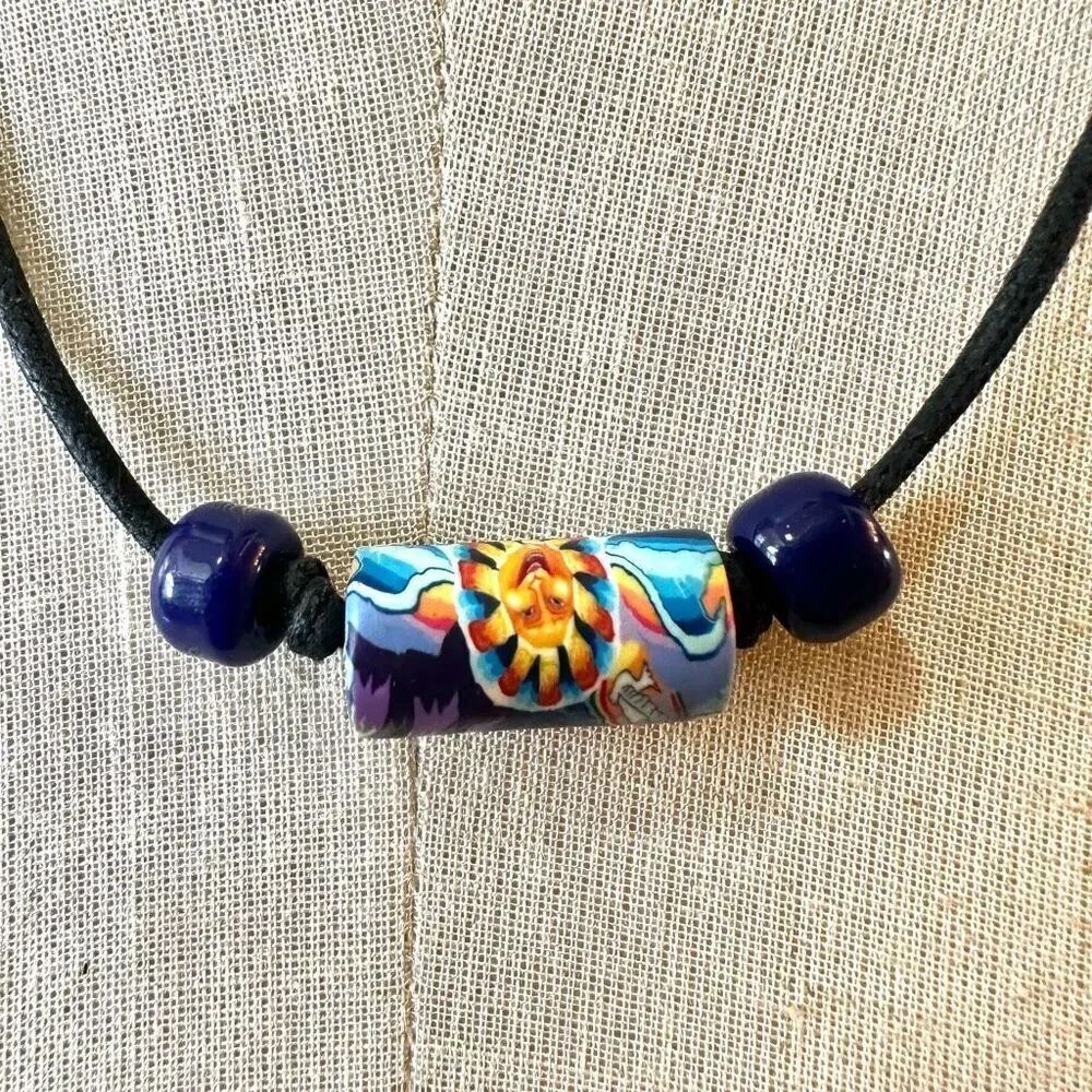 Polymer clay sun bead necklace